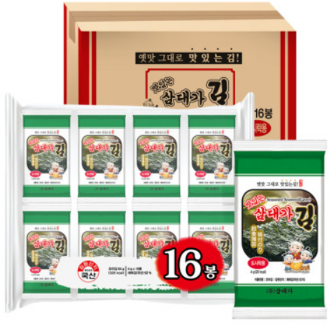 맛있는 삼대가 삼대가김 도시락김 식탁김 재래김 조미김 도시락 식탁 삼김천하 [제이엘아이 쇼핑], 8개