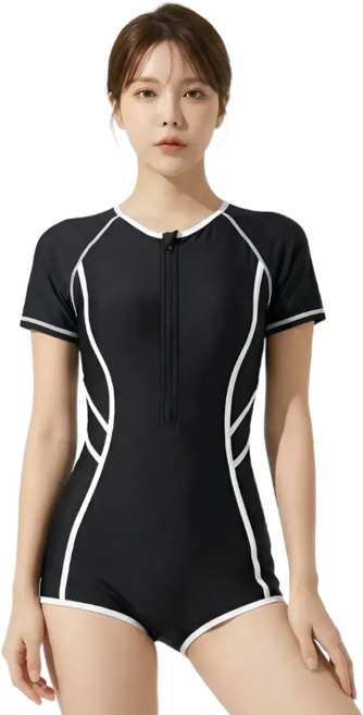 윈드스킨 여성 반팔 아쿠아 원피스 집업 수영복