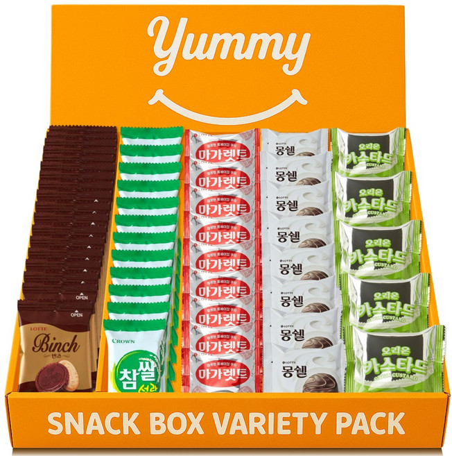 과자선물세트 간식꾸러미 과자박스 간식세트 사무실간식 답례품 개별포장 한입 종합 어린이 야미스낵박스, 1박스, 3호 단짠파이
