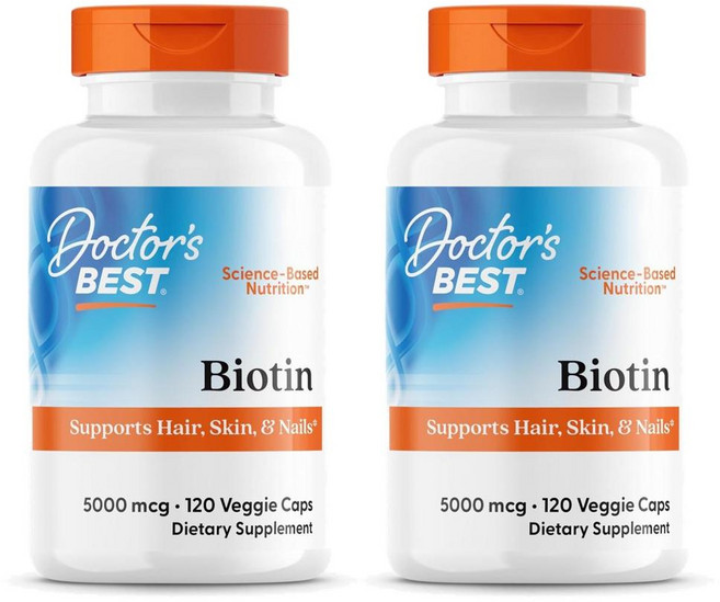 Doctor's Best 닥터스베스트 비오틴 5000mcg 캡슐 120정, 2개