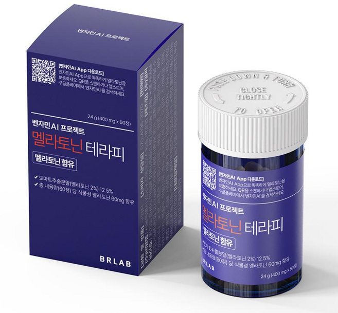 [공식] 벤자민AI 프로젝트 멜라토닌 테라피 식물성 멜라토닌 함유 1mg(1정당), 1개, 60정