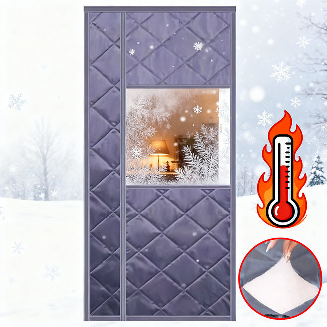 방풍 비닐 커튼 두꺼운 외풍 우풍 차단 창문형 방풍막 비대칭 자석커튼, 1개