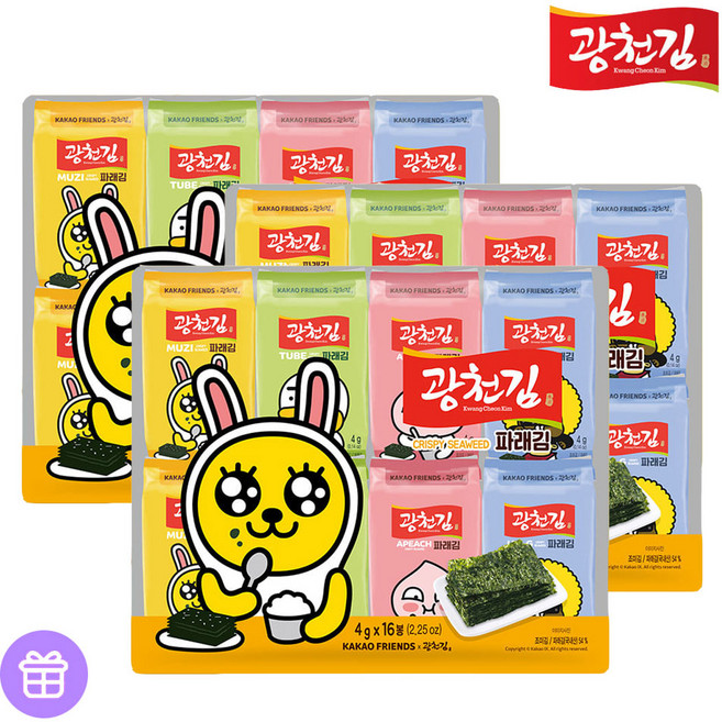 [카카오프렌즈] 광천김 파래 도시락김 4gx128봉 한박스, 128개, 4g