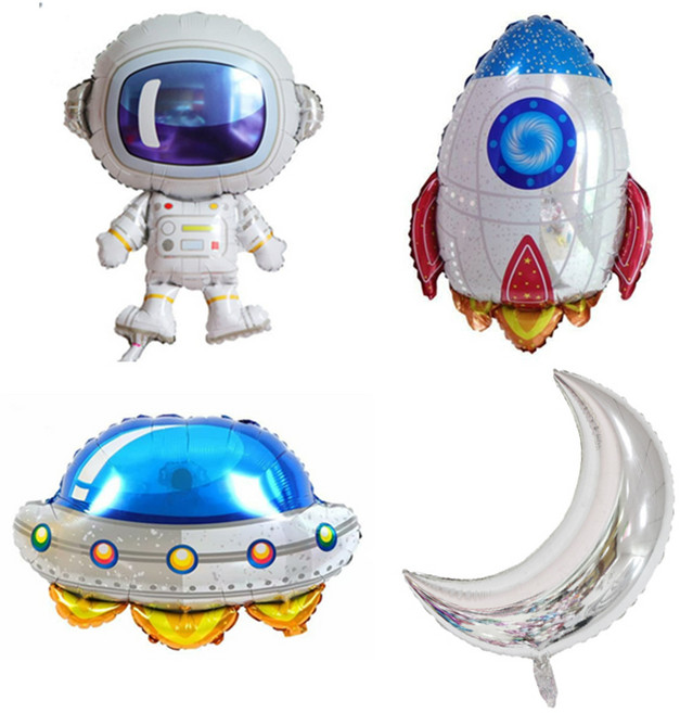 파티앤온 은박 풍선 세트 동물 여름 우주 공룡 자동차 아기, 2. 우주인 우주선세트