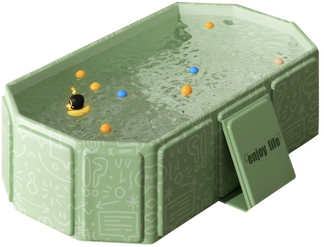 UB 접이식 미니 욕조 소아 반려동물 어린이 휴대용 무조립 이동식 반신욕 목욕통, 1개, 그린