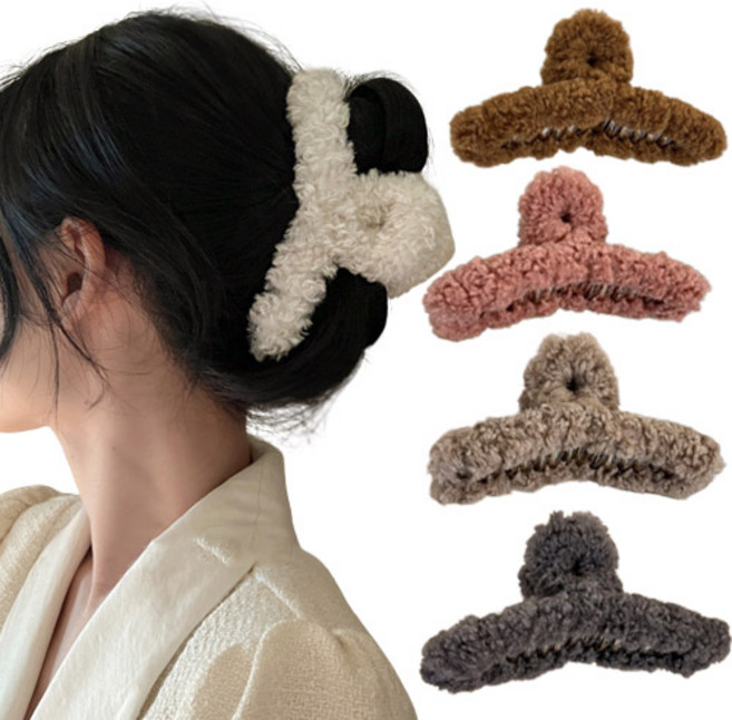 디아픽 1+1 5color 특대사이즈 13cm 뽀글이 헤어 집게핀