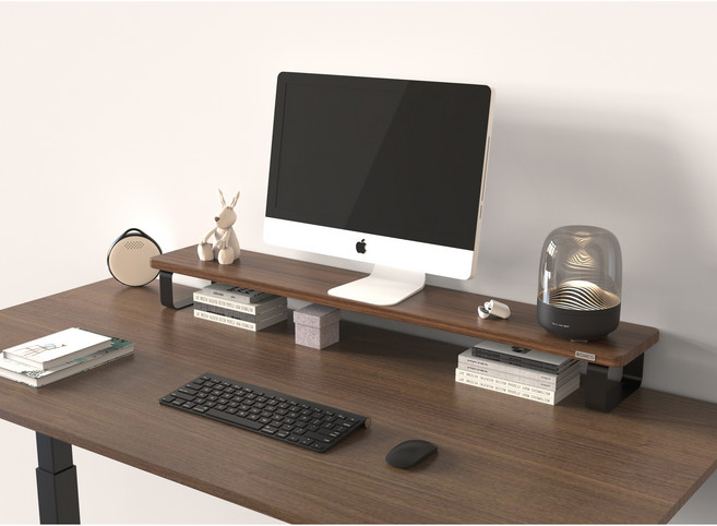 롱코 듀얼 모니터받침대 모니터선반 1000 23T, 월넛