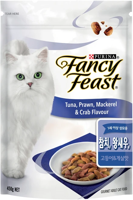 팬시피스트 어덜트 고양이 건식사료, 참치+새우, 450g, 1개 - 쿠팡