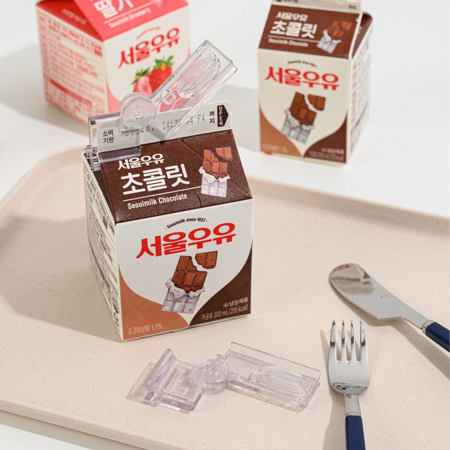 롬에이 밀키아 우유팩 밀봉 클립 2p 우유 주스 마개, 밀키아 우유팩 밀봉클립 2P