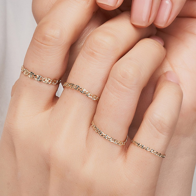 엘렌쥬얼리 14K반지 18K반지 Shiny 체인 반지 애끼반지