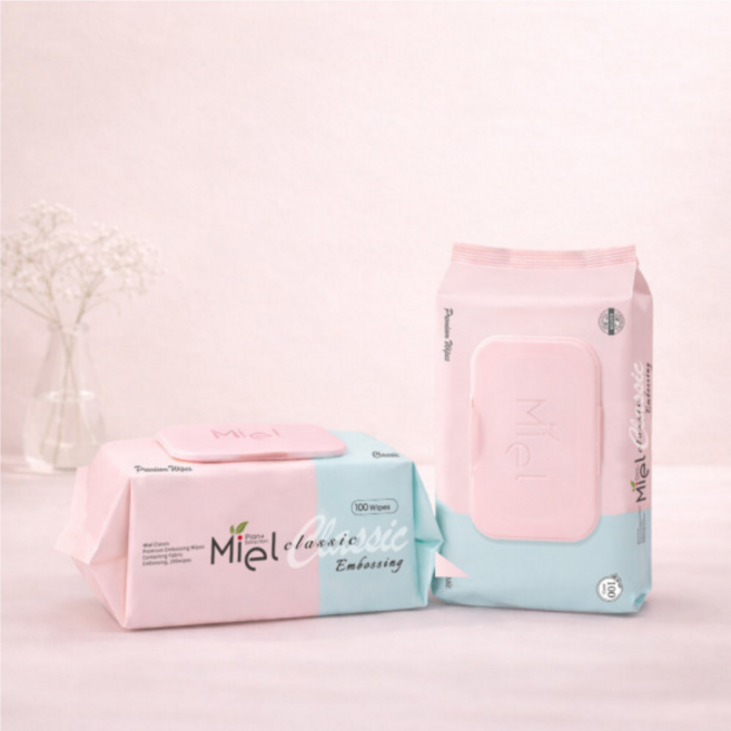 미엘 클래식 엠보싱 물티슈 100매 캡형 20팩 고평량, 50g