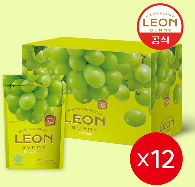 레옹 사우어 비타민C 청포도 젤리 80g x 12개