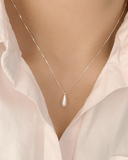 모두디자이너 실버925 듀이 물방울 드롭 은볼 목걸이 12