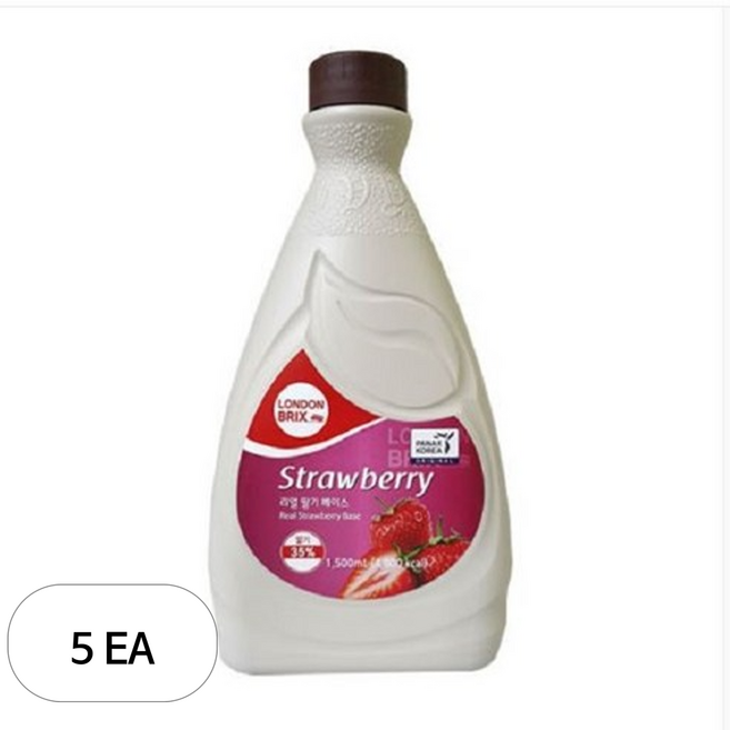 런던브릭스 리얼 딸기 음료 베이스, 1.5L, 5개