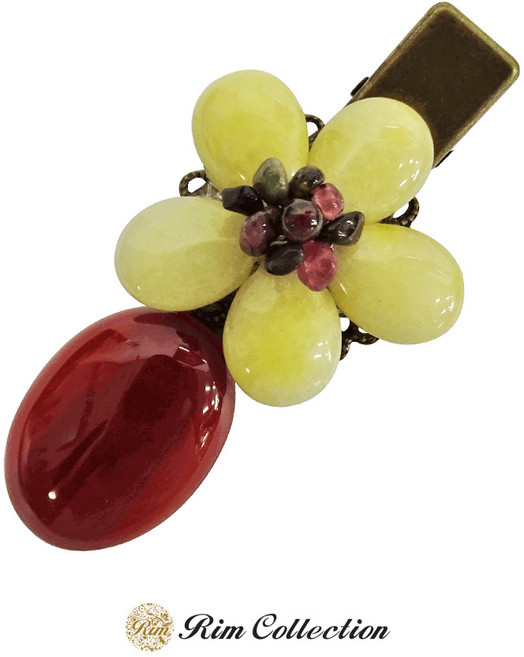 림컬렉션 물방울원석 소담꽃송이 집게머리핀 / 수제머리핀/원석악세사리/디자이너주얼리