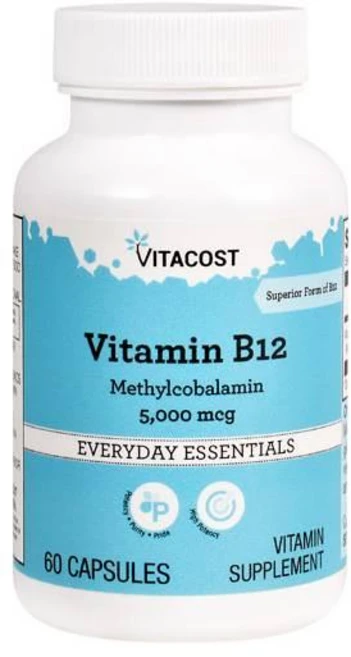 비타코스트 활성비타민 B12 메틸코발라민 5000mcg 캡슐 Vitacost Vitamin B-12 Methylcobalamin, 1개, 60정 - 쿠팡