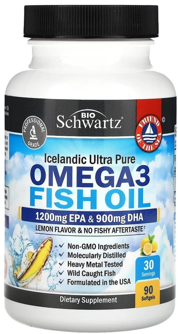 BioSchwartz Fish Oil Omega 3 EPA DHA 2250 mg 90정, 1개 - 쿠팡