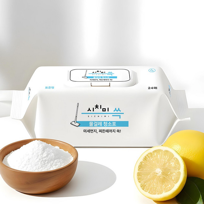 시치미 쓱 프리미엄 엠보싱 도톰한 청소포 먼지 물걸레 겸용 24매, 4개