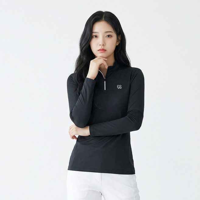 <스타일랑> 여성 긴팔 하프집업 티셔츠_럭키비키