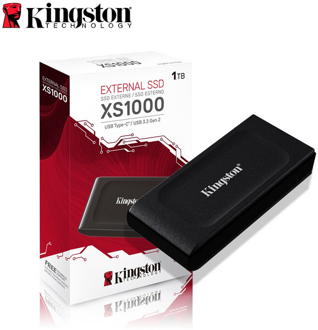 金士頓 XS1000 USB 3.2 Gen 2 外接式高速行動固態硬碟 Portable SSD, 1TB, Black, 1TB
