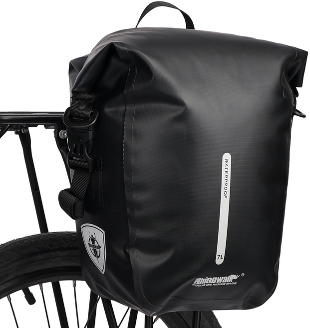 라이노워크 자전거 짐받이 가방 7L 사이드 리어백 패니어 투어백 RK6202, 1개, 블랙