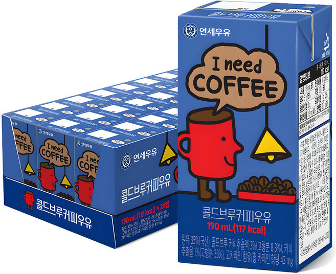 연세우유 콜드브루 커피우유, 190ml, 24개