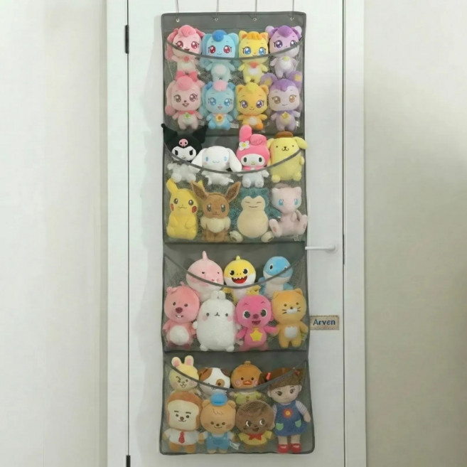 아르벤 공간 활용 통기 보관 대용량 인형 정리함, 그레이, 1개