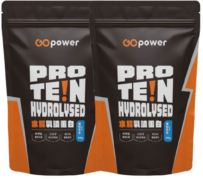 GOpower 果果能量 水解乳清蛋白 優格多多 高蛋白健身運動補給, 500g, 2個