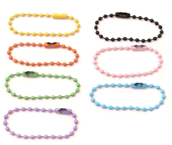 [아이디몬] 컬러 군번줄 구슬줄 볼체인 색상 목걸이 이름표 키링 열쇠고리 부자재 DIY, 1개, 보라