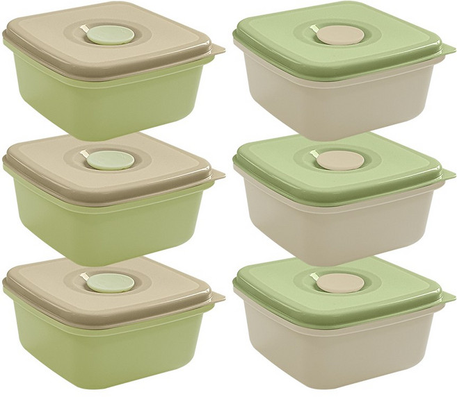 더하리 국산 실리콘 매일 밥팩 전자렌지 냉동밥보관용기 소형 200ml 6개 세트, 올리브그린+샌드베이지