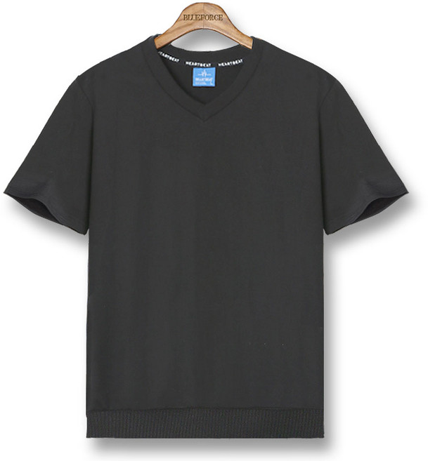 블루포스 BG데즐본 브이넥 반팔 맨투맨 베이직핏 남자 티셔츠 남성 빅사이즈 반팔티 단체티 여름 커플티 츄리닝