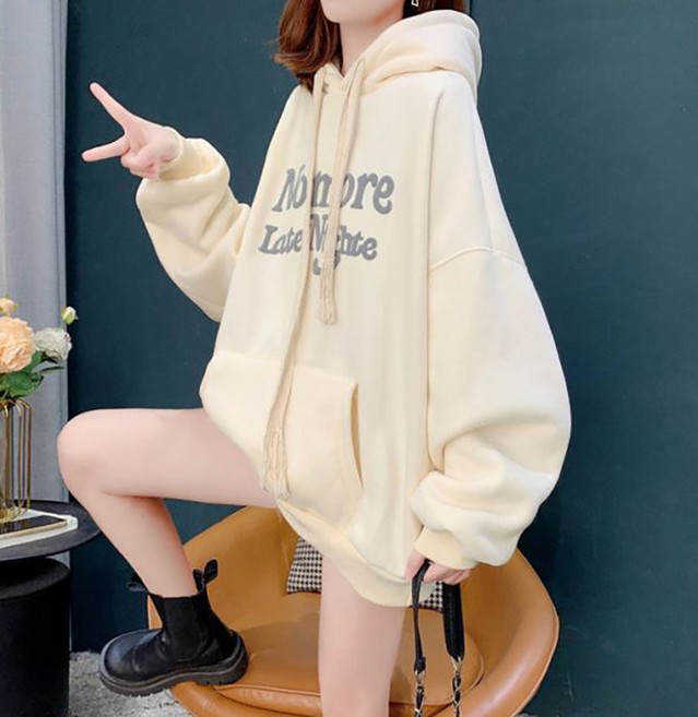 여성 여자 겨울 데일리 캐주얼 양기모 레터링 루즈핏 오버핏 후드 맨투맨 파스텔융기모후드맨투맨