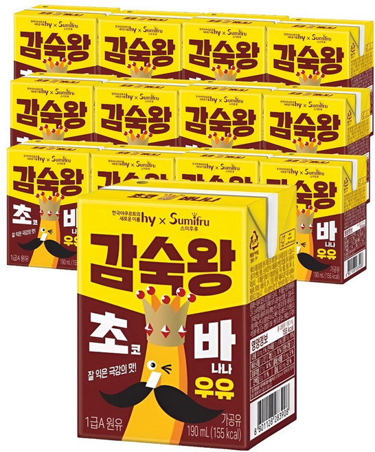 hy 감숙왕 초코 바나나우유, 12개, 190ml