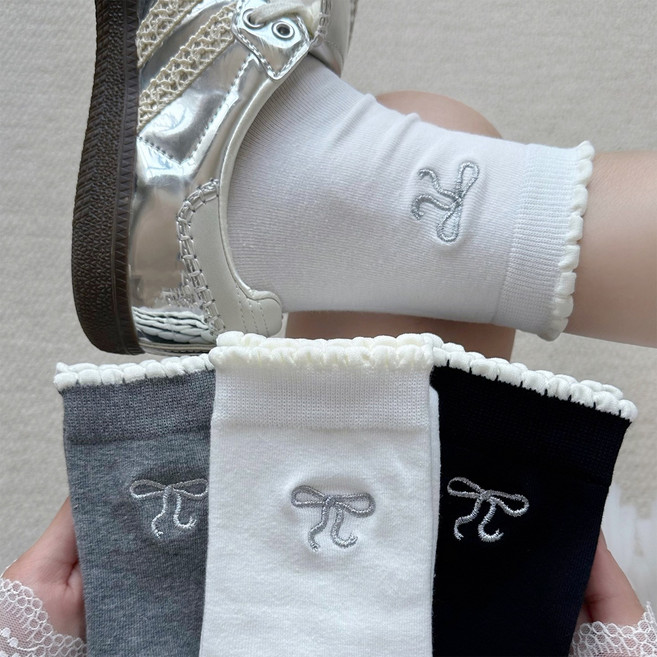 여성 봄여름용 양말 중목양말 무봉제 부드러운 면 소재 발편한 양말 4족 세트