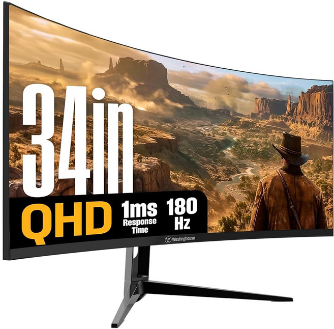 Westinghouse 34인치 곡선형 울트라 와이드 게이밍 모니터 180Hz 1ms, 34 Inch