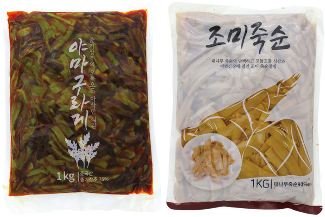 아지츠케멘마 조미죽순절임 1kg + 야마구라게 궁채절임 1kg