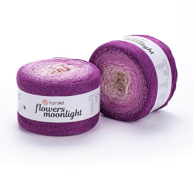 YarnArt Flowers Moonlight – 메탈릭 루렉스가 있는 그라데이션 면 아크릴 실 250g(9.17온스) 1093야드 - 코바늘 뜨개질 뜨개질 숄 및 DI, 3290