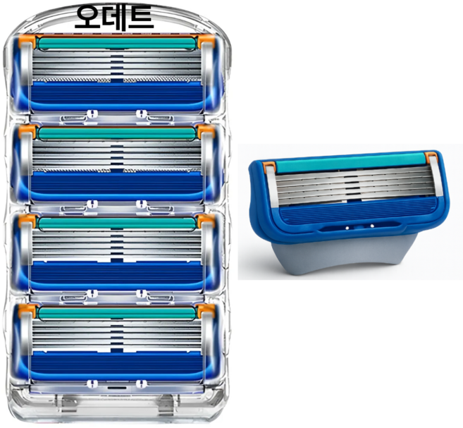 오데트 블루 퓨전 프로글라이드 면도날 질레트 호환용, 1세트, 4개입