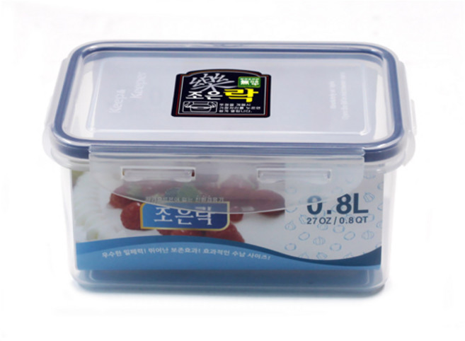 조은락 투명 밀폐용기 0.5L~3.6L 냉장고정리 반찬통 김치통, 1개, 0.8L