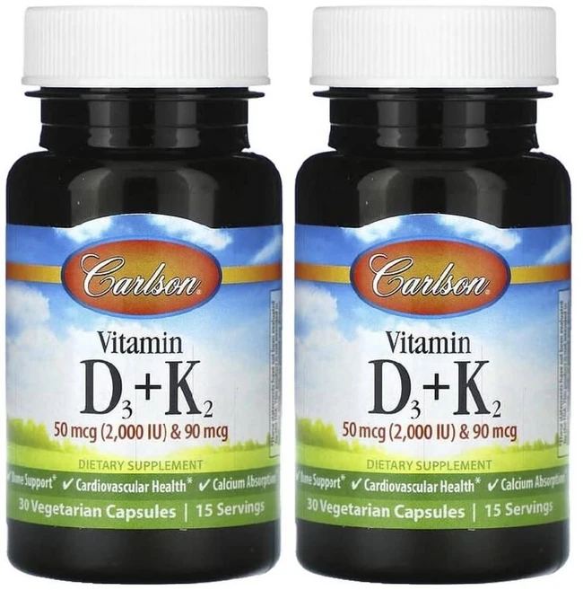칼슨 비타민D3 K2 고약사 Carlson Vitamin D3 2000IU 30캡슐 2병, 30정, 2개 - 쿠팡