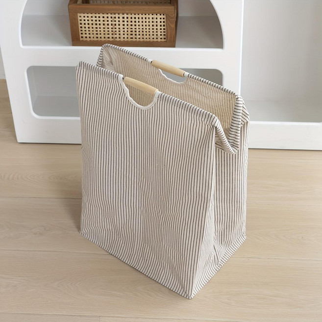 접이식 스트라이프 세탁 바구니 대용량 패브릭 빨래 수납 정리함, 스프라이트