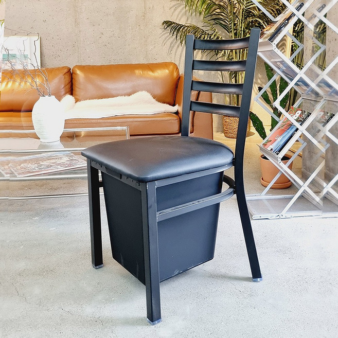 캐빈철제 수납의자 업소용 고기집 식당 학원 옷보관 이동식 의자 체어, 1개, 내츄럴