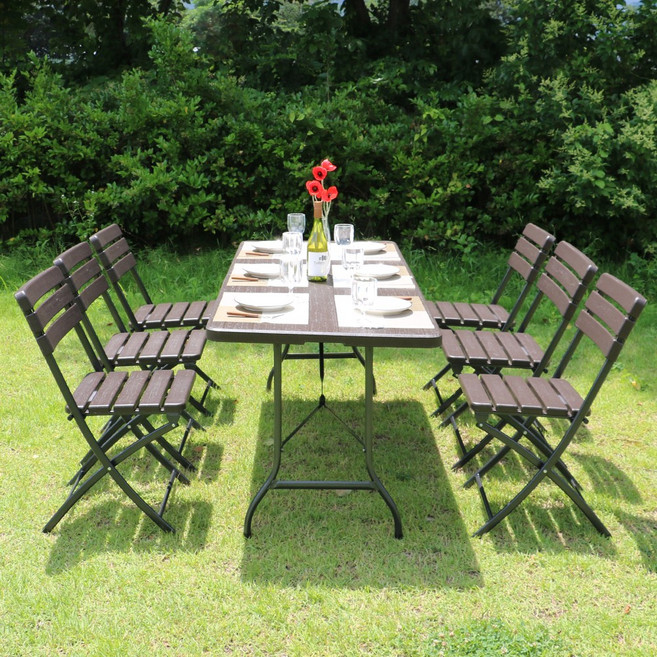 벨리체 우드 테이블 1800 우드 의자 6인 세트 야외 접이식, 우드테이블1800 1개+우드체어 6개