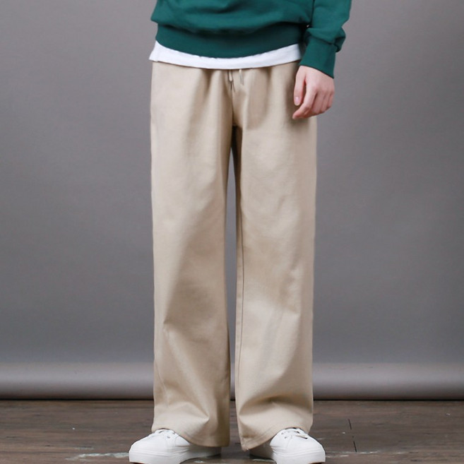스댕클럽 남성용 캐주얼 스트링 밴딩 와이드 면바지 SJM3660