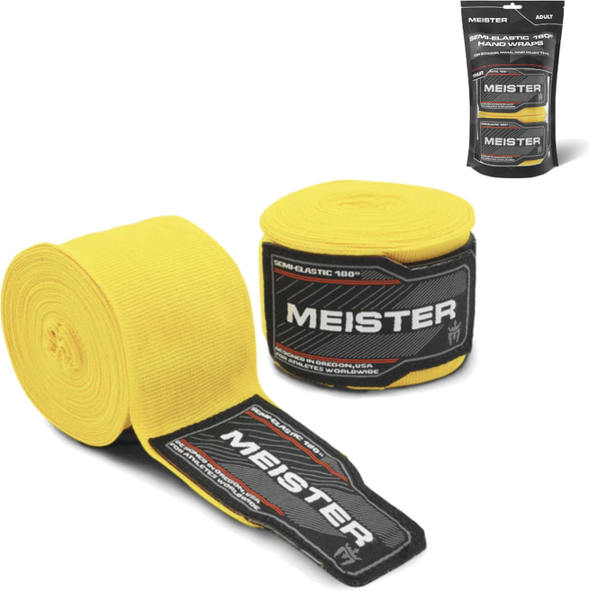 New 디자인 링사이드코리아 마이스터 복싱 핸드랩 프리미엄 반신축 격투기 붕대 4.5m 1쌍, 1세트, 옐로우