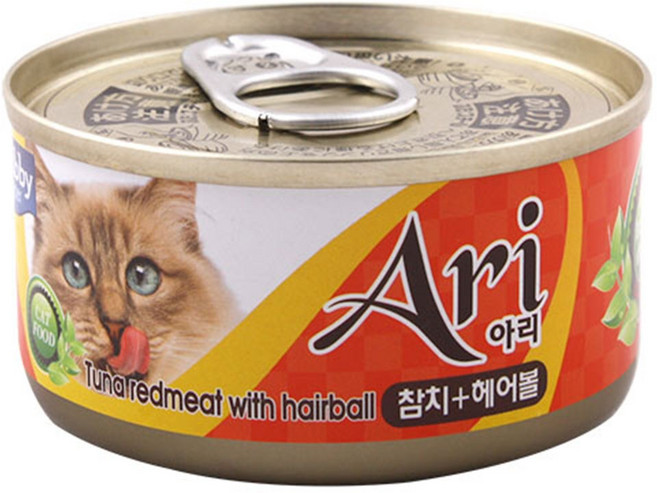테비토퍼 아리 고양이 간식캔 생선, 참치 + 헤어볼, 80g, 24개