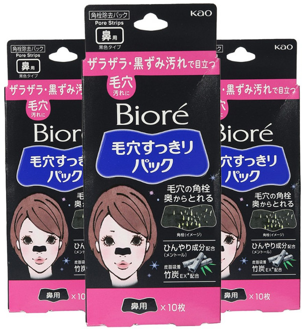 Biore 蜜妮 妙鼻貼 黑色款, 3個, 10片