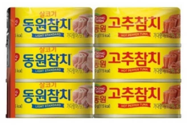 동원_참치기획 (살코기 x3+고추참치 x3 ), 90g, 3개