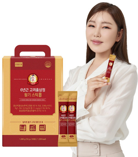정원삼 6년근 고려홍삼정 활기 스틱 100포 홍삼스틱, 1박스, 100회분