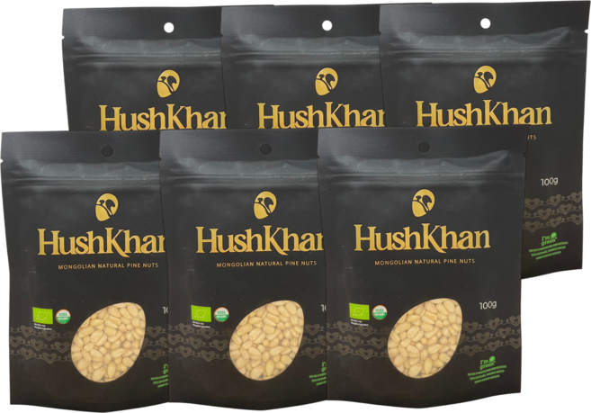 Hushkhan輕烘焙蒙古有機雪松子100g, 100g, 6套